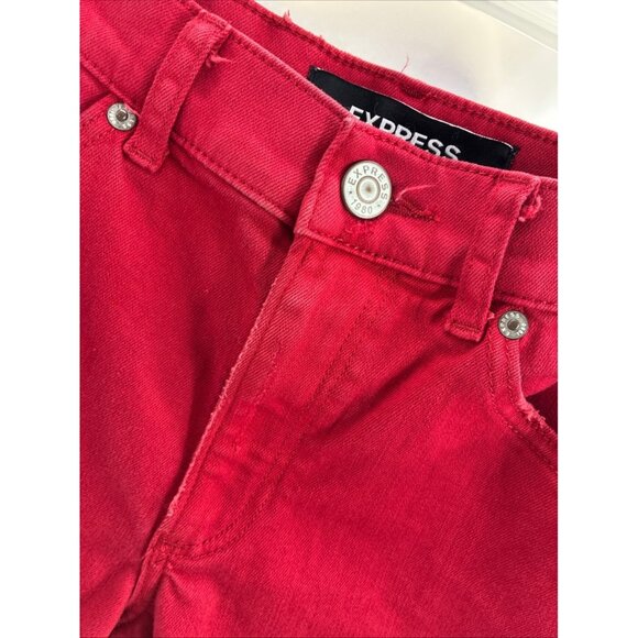 Express Jeans Womens Red 4 High Rise Ankle Legging Stretch - Picture 3 of 7